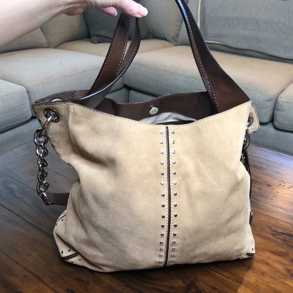 Stunning Michael Kors Suede Taupe Satchel (Rare)!